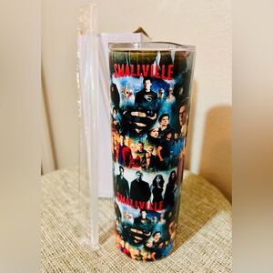 SOLD—Smallville 20oz Stainless Steel Tumbler Cup w/ Lid & Straw TV Show Collage